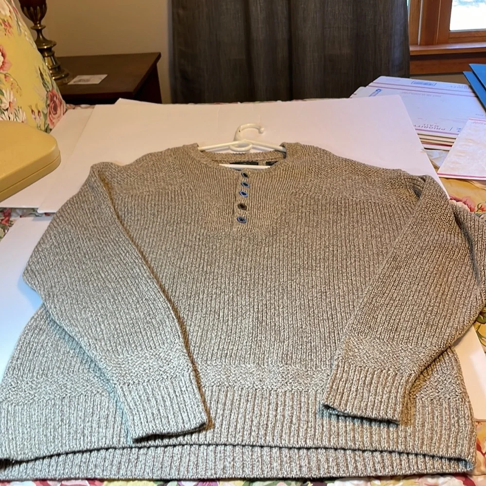 Redhead Brown Tweed Cotton Blend Sweater with Button Packet Size XL